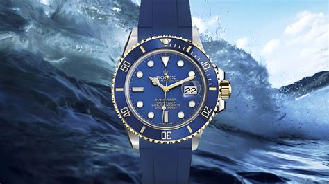 blue rolex submariner on rubber strap|rolex 114060 on leather strap.